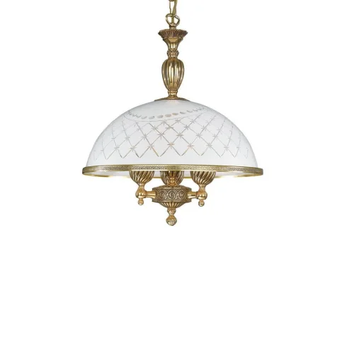 Люстра подвесная  L 7102/38 Reccagni Angelo белая на 3 лампы, основание золотое в стиле классический  фото 2